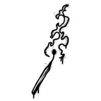 Graffiti Burning match isolated on white background. vector