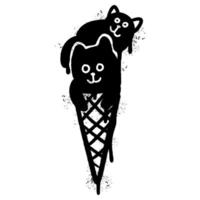 Graffiti Cat Word Sprayed isolated with a white background. graffiti Kitty sign with over spray in black over white. vector