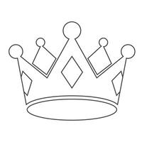 Outline of a simple royal crown with geometric shapes in black and white vector