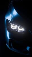 A 3D rendered vertical showcasing a car headlamp and indicators blinking in the darkness, complemented by a smooth zoom animation. Ideal for a dynamic mobile unlock wallpaper or smartphone scree video