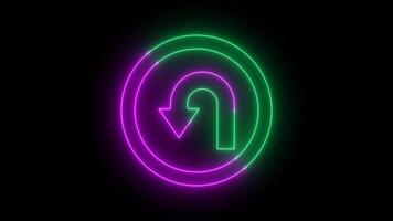 neon sign of an arrow pointing upward in a circle on a black background video