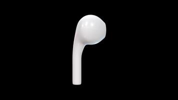 Wireless White Airpod Rotating on a Transparent Background. Seamless Loop. 4K video