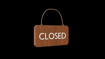 Open and Closed Sign Rotating on a Transparent Background. Seamless Loop. 4K video