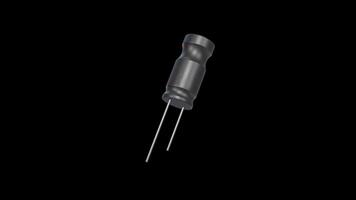Capacitor Rotating on a Transparent Background. Seamless Loop. Electric. Item. 4K video