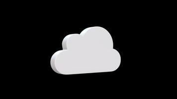 Cloud Icon Rotating on a Transparent Background. Seamless Loop. 3D Cloud Icon. 4K video