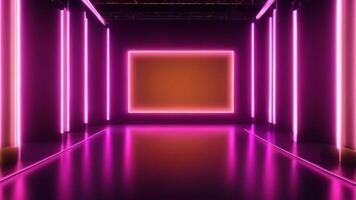 Animated Futuristic pink and orange neon lights illuminate a sleek, modern corridor, creating a vibrant and energetic atmosphere. Perfect for showcasing products or setting a mood. video
