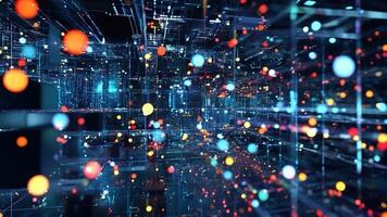 Digital matrix animation , abstract visualization of data flow. video