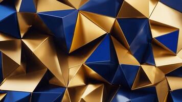 Animated Abstract Geometric Gold and Blue Pattern. A mesmerizing abstract pattern composed of interconnected geometric shapes, showcasing a vibrant interplay of gold and blue hues. video
