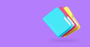 File folder stack with document datum archive paperwork 3d icon animation video