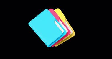 File folder stack with document datum archive 3d animation with alpha channel video