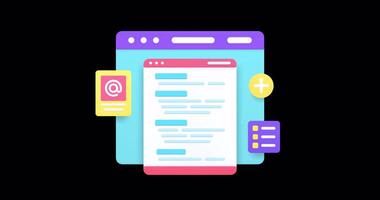 Programming developing software browser 3d icon animation with alpha channel video