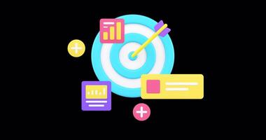 Business target productivity efficient 3d icon animation with alpha channel video
