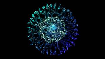 Illuminated Blue Sphere with Twisting Neon Light Patterns video