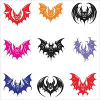 Set of Vampire Bat Icon Symbol Design On White Background vector