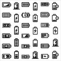 Set of Battery Charge Level Indicator In Percent Icon Symbol Design On White Background vector