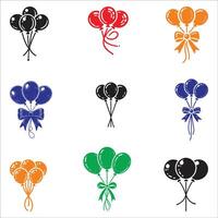 Different Types collection Set Of Balloons Bundle Logo Silhouette Design On White Background vector