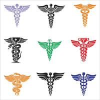 A Different Type Caduceus Icon, Medical symbol Design Silhouette Design Set On White Background vector