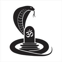 A snake with an om symbol on top of a stone vector