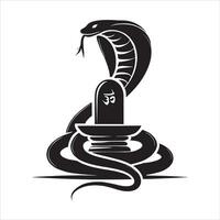 A snake with a shiva idol on top of a stone vector