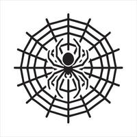 Spider web icon in black and white on white background vector