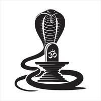 A cobra sitting on a stone with an om symbol vector