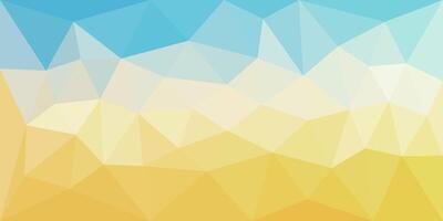 A vibrant low-poly background with a gradient of warm yellow tones blending into light blue, evoking a sunny beach scene under a clear sky. vector