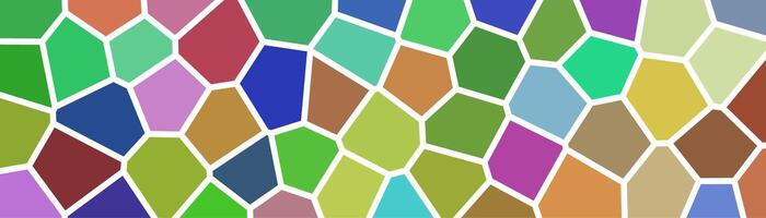 A colorful mosaic pattern of irregular polygons in a variety of vibrant shades, separated by white lines, creating a playful and dynamic abstract design. vector