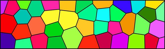 A colorful mosaic pattern featuring irregular polygons in vibrant shades, outlined in black, creating a bold and dynamic geometric design. vector