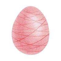 Pink Easter egg with stripes. Isolated hand drawn watercolor illustration of colored Simple Easter Egg. Design element for Happy Easter cards, wrapping paper, textiles, posters and invitations. vector