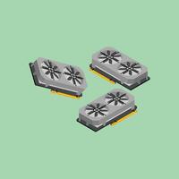 an isometric illustration of a computer component in the form of a GPU vector