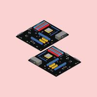 an isometric illustration of a computer motherboard vector