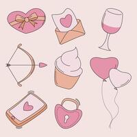 Set of Valentines day element in flat design vector