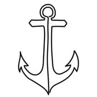 Minimalistic One Line Anchor Illustration on a White Background vector