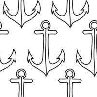 Seamless Anchor Pattern in Minimalist One-Line Design vector