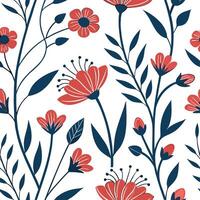 Vibrant Bohemian Botanical Illustration Seamless Tile Pattern with Eclectic Peonies Dahlias vector