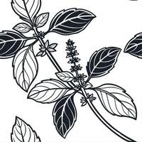 Botanical Garden Herb Seamless Tile Pattern Embrace Nature with Various Herb Species in Serene Greens on White - Perfect for Tranquil Spaces and Home Decor vector