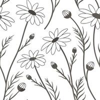 Vibrant Bohemian Daisy Seamless Tile Pattern Intricate White Daisies on White Background Perfect for Eclectic Spaces and Unique Home Decor vector