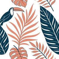 Bohemian Tropical Leaves Seamless Tile Pattern Eclectic Leaf Motifs in Rich Green Hues for Creative Spaces and Unique Interior Design Inspiration vector