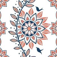 Seamless floral pattern with birds and flowers vector