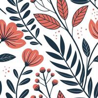 Floral seamless pattern with leaves and flowers vector