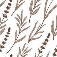 Seamless pattern of leaves and flowers vector