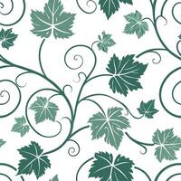 Seamless pattern with green leaves on white background vector