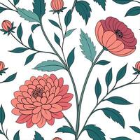 A floral pattern with pink and red flowers vector