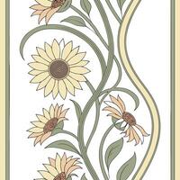 Sunflowers and vines in art nouveau style vector