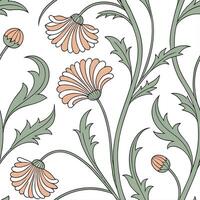 A seamless pattern with flowers and leaves vector