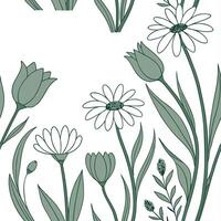 Flowers and leaves in a square pattern vector