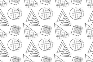 Seamless black and white pattern featuring abstract geometric shapes with dots and lines, perfect for coloring. vector