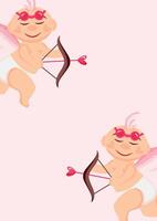 holiday invitation or greeting card template with cupid with arrows on both sides vector