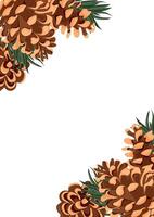 holiday invitation or greeting card template with a plant design of various cone on both sides vector