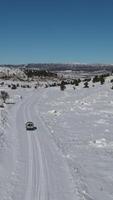 Snowy Drive Car Aerial View video